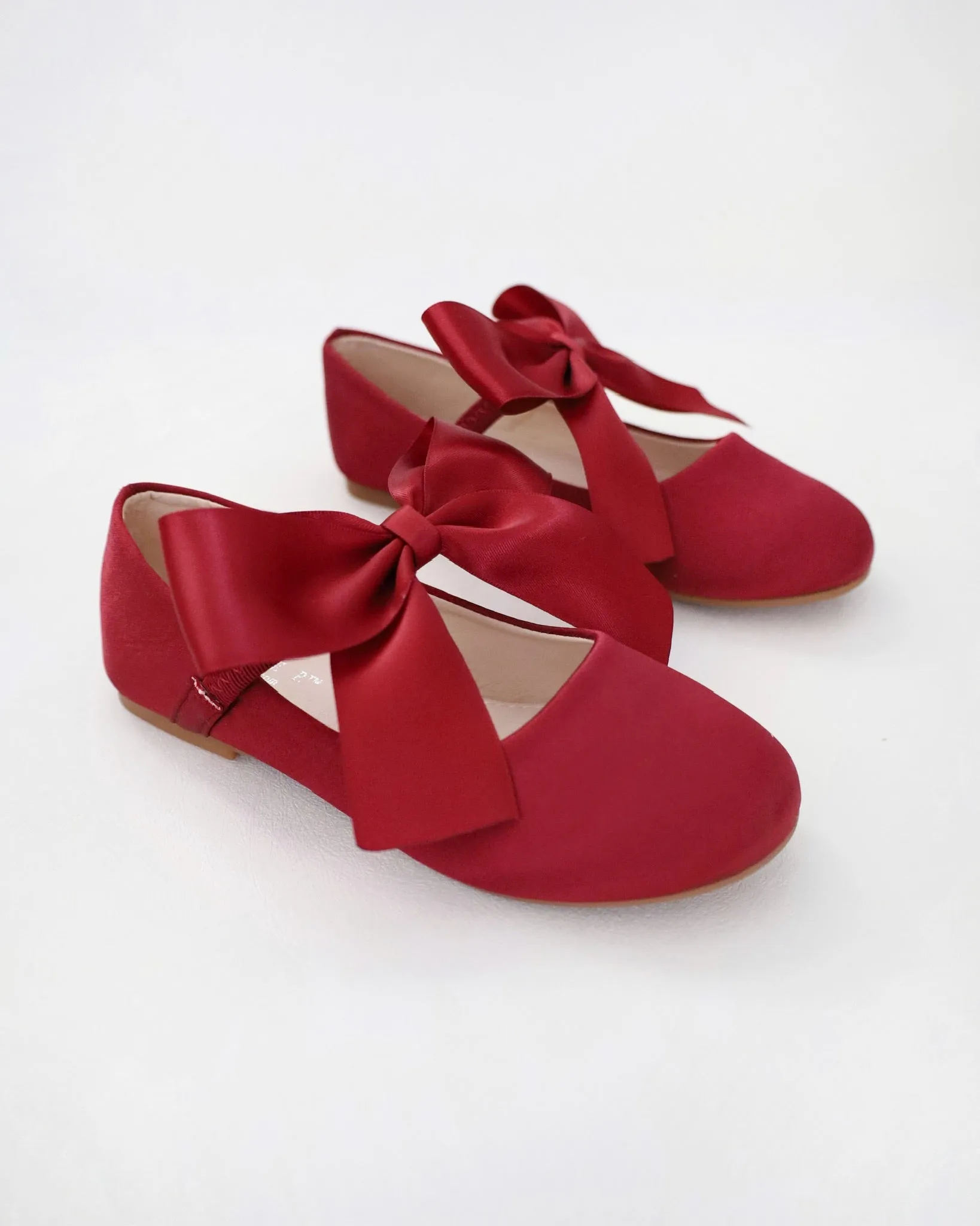 Satin Mary Jane Flats with Satin Bow