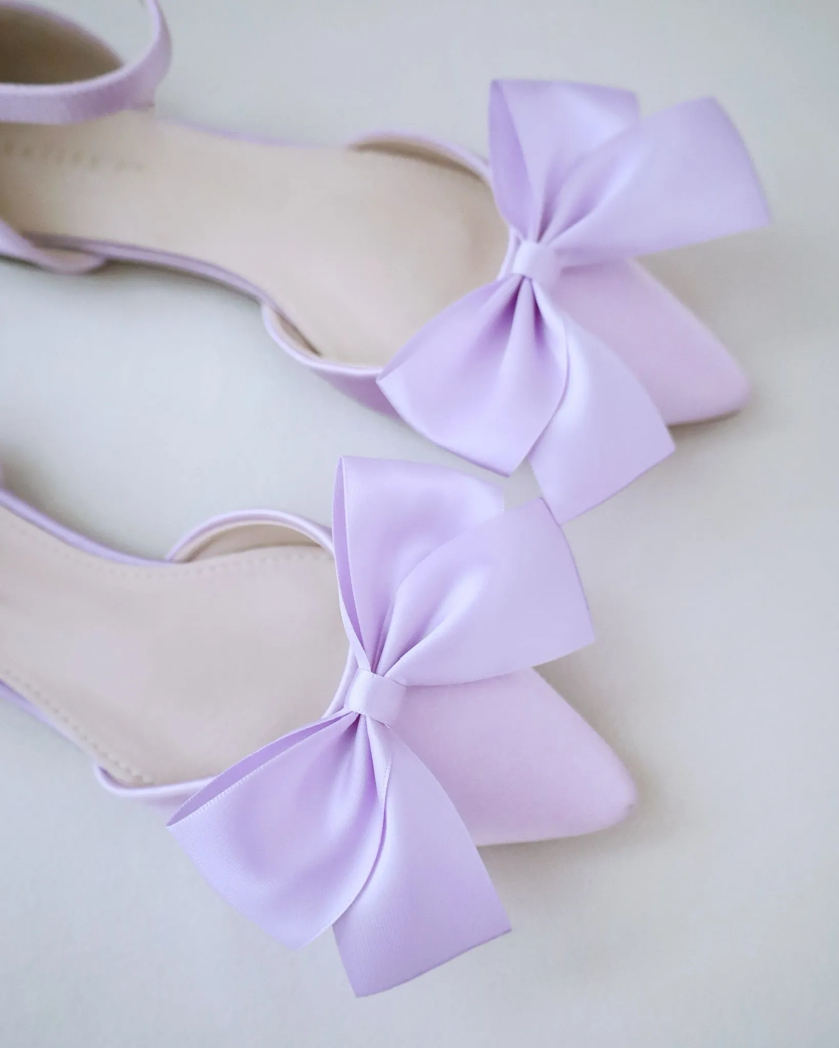 Satin Pointy Toe flats with Front Satin Bow