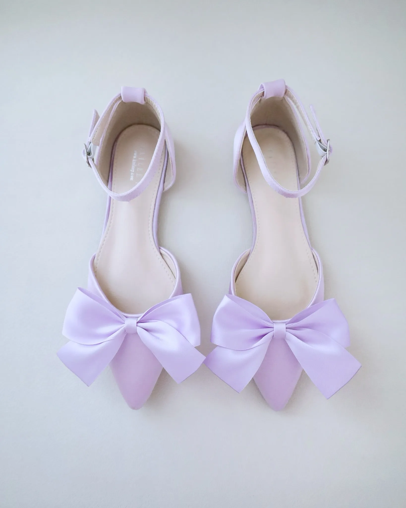 Satin Pointy Toe flats with Front Satin Bow
