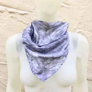 Scarf Spree: (S) Platinum & White 21"x21" Silk Bandana