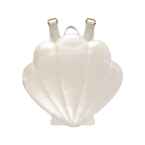 Seafo Schoolbag | Scallop | Off White Metallic Leather