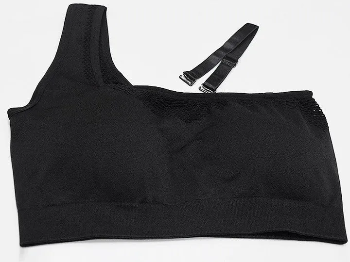 Seamless Mesh One Shoulder Crop Tops And High Waisted Leggings Gym Sets