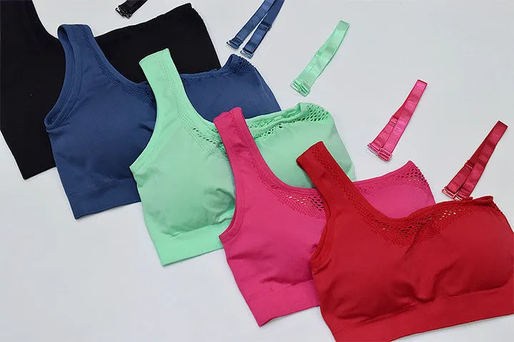 Seamless Mesh One Shoulder Crop Tops And High Waisted Leggings Gym Sets