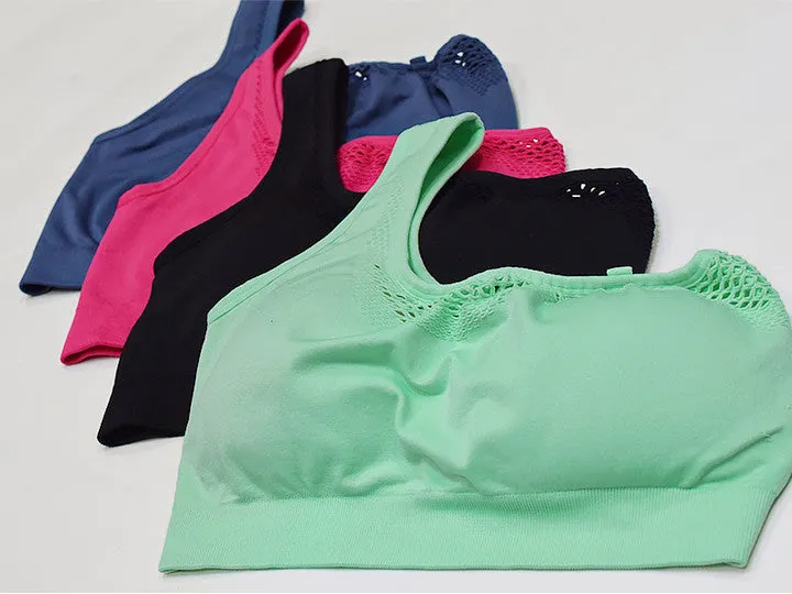Seamless Mesh One Shoulder Crop Tops And High Waisted Leggings Gym Sets