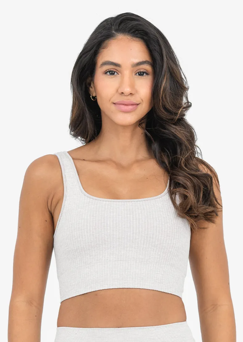 Seamless Rib Bra Oat Marl