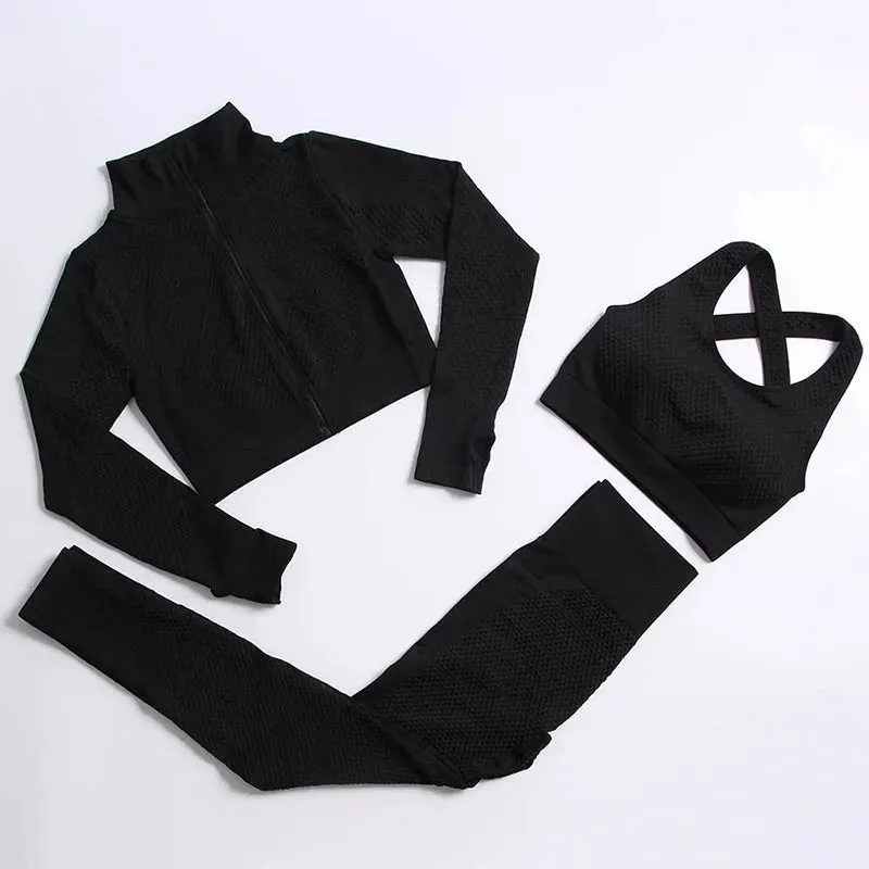 Seamless Yoga Gym Clothing Set for Women - Leggings and Sport Suit