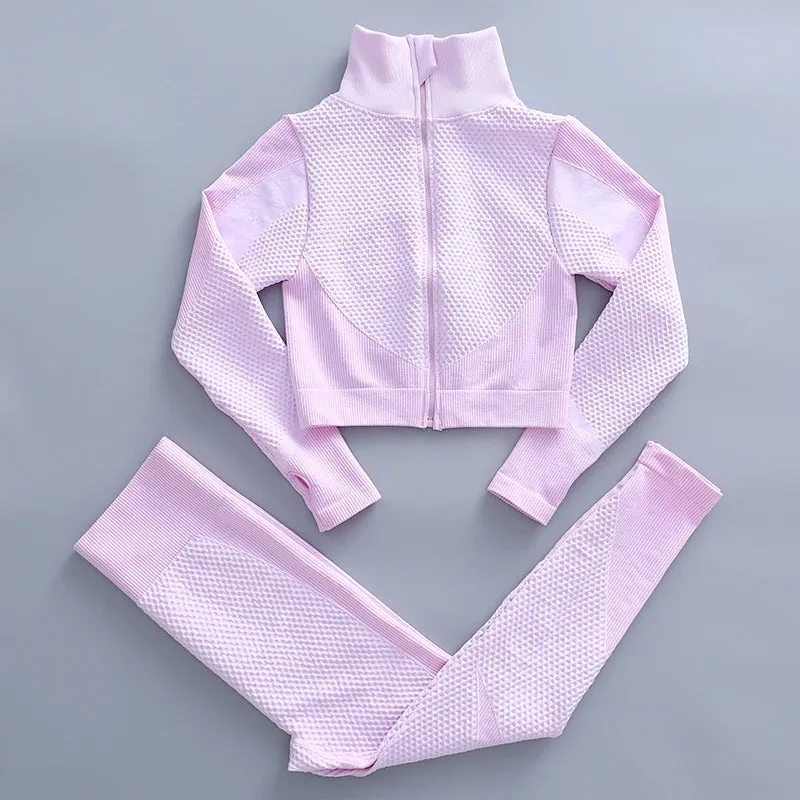 Seamless Yoga Gym Clothing Set for Women - Leggings and Sport Suit