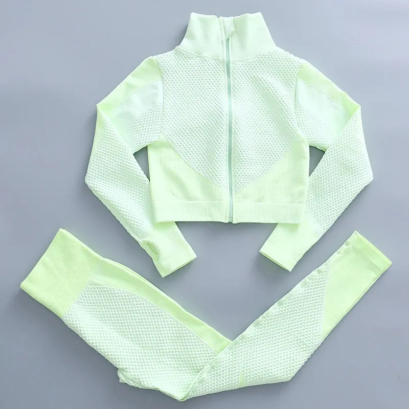 Seamless Yoga Gym Clothing Set for Women - Leggings and Sport Suit