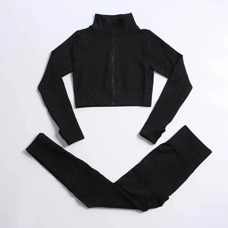 Seamless Yoga Gym Clothing Set for Women - Leggings and Sport Suit