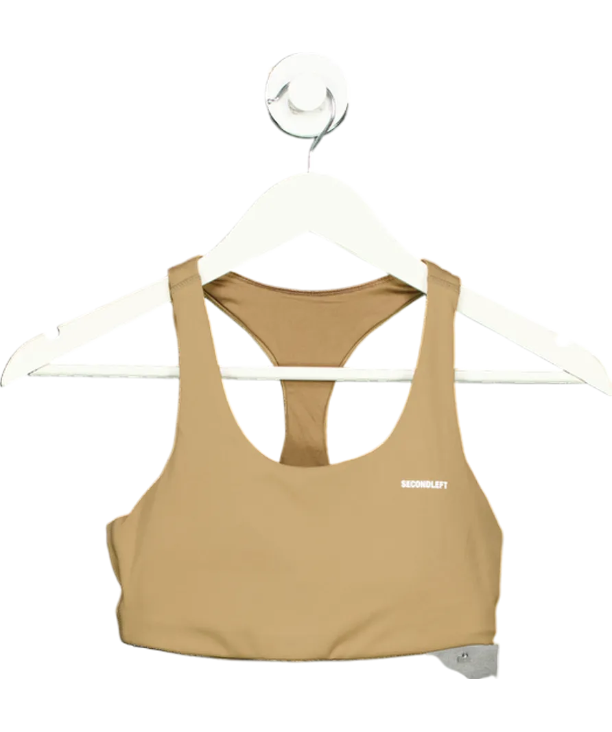 Second Lift Beige Logo Crop Top UK XS