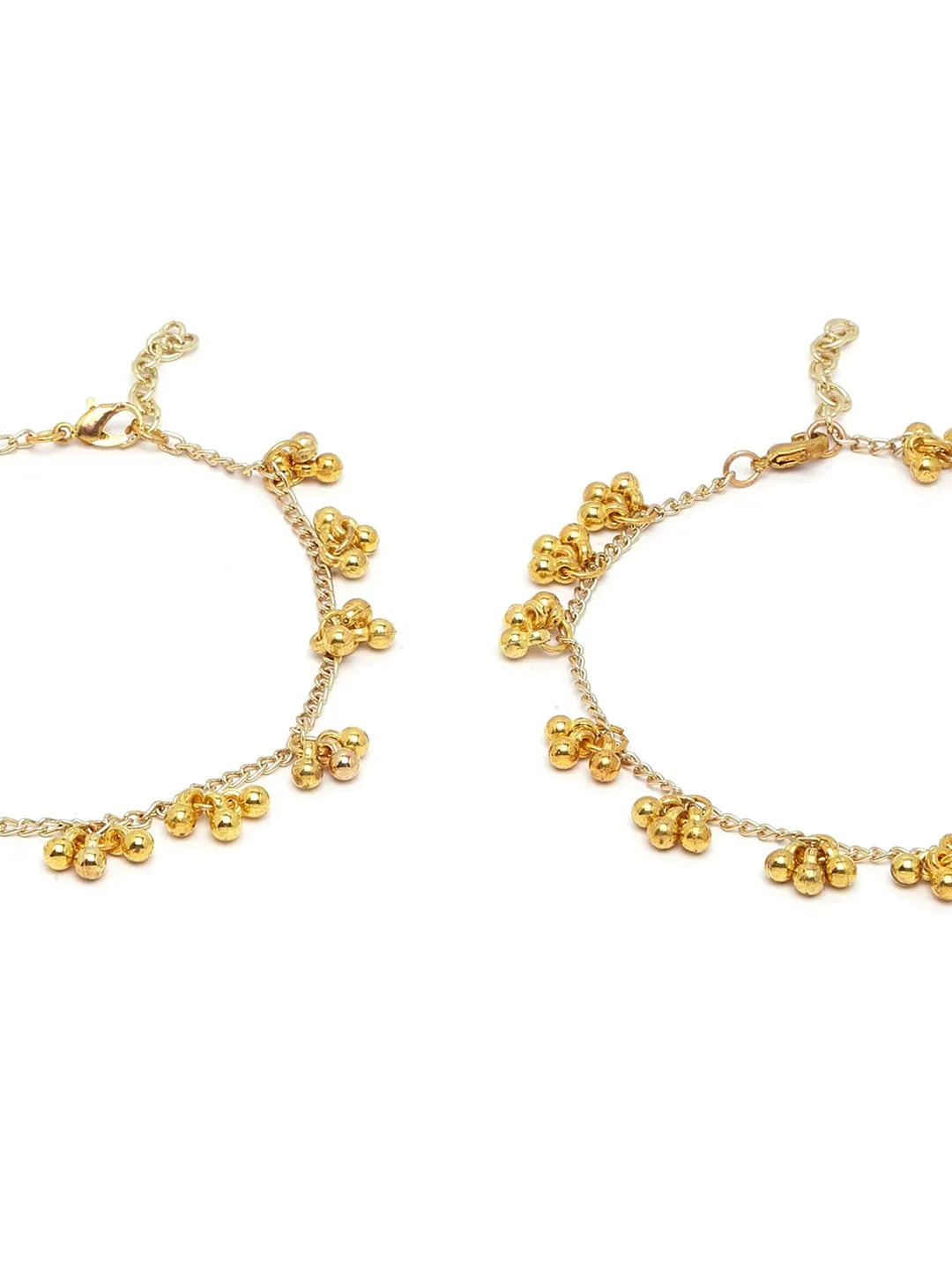 Set Of 2 Gold-Plated Kundan-Studded Anklets