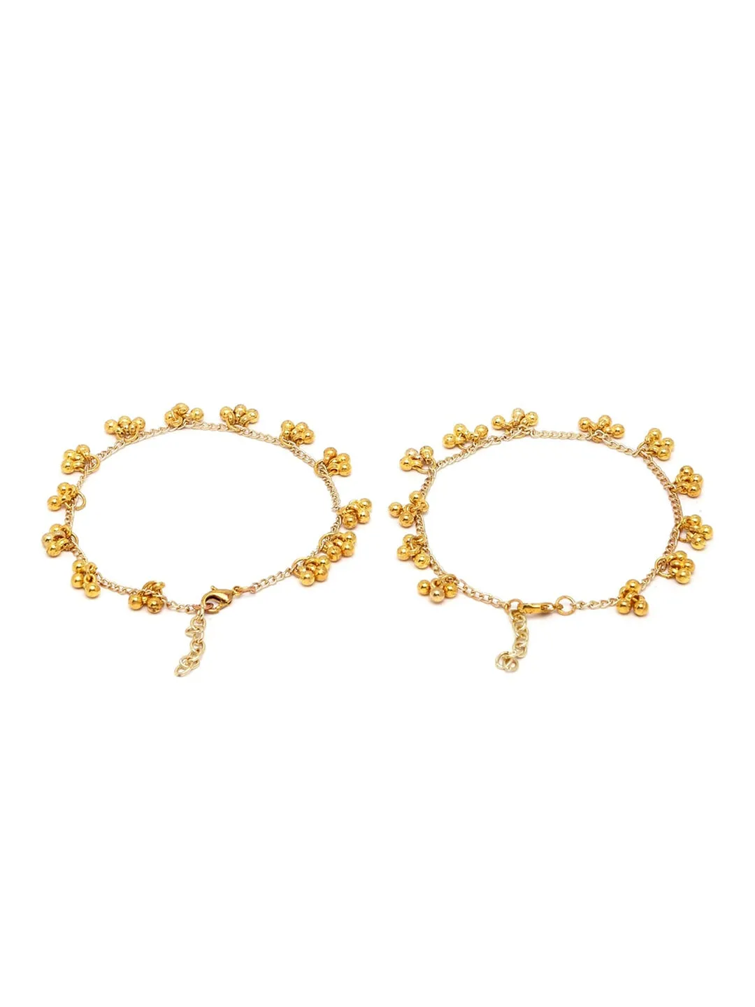 Set Of 2 Gold-Plated Kundan-Studded Anklets