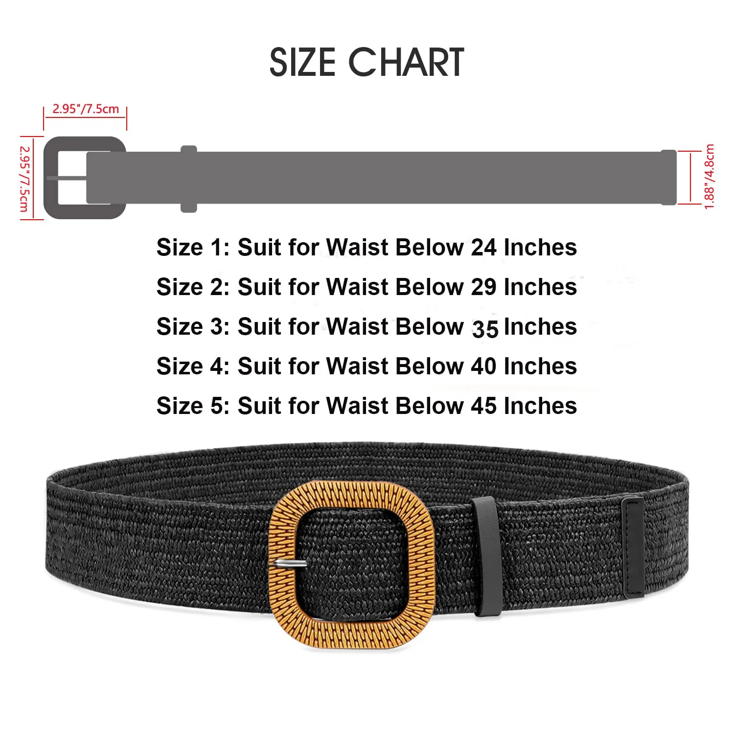 Set of 4 Straw Woven Elastic Stretch Waist Belts for Women, Fashion Boho Ladies Braided Skinny Dress Belt