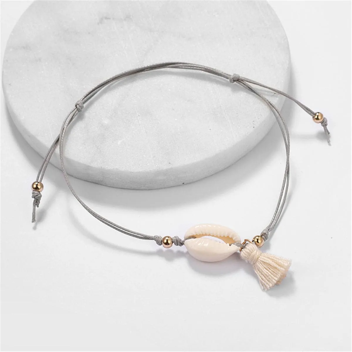 Shell & 18K Gold-Plated Bead Adjustable Anklet