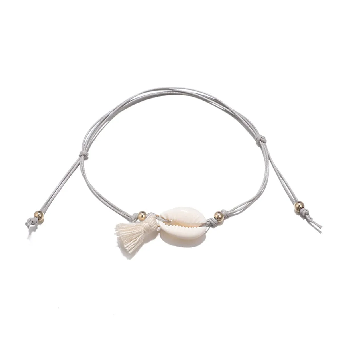 Shell & 18K Gold-Plated Bead Adjustable Anklet