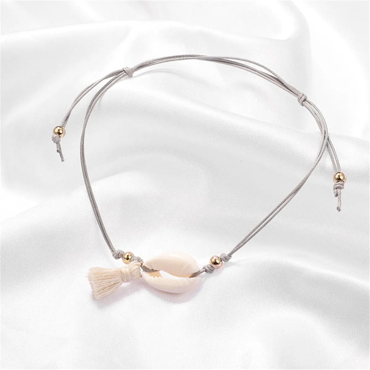 Shell & 18K Gold-Plated Bead Adjustable Anklet