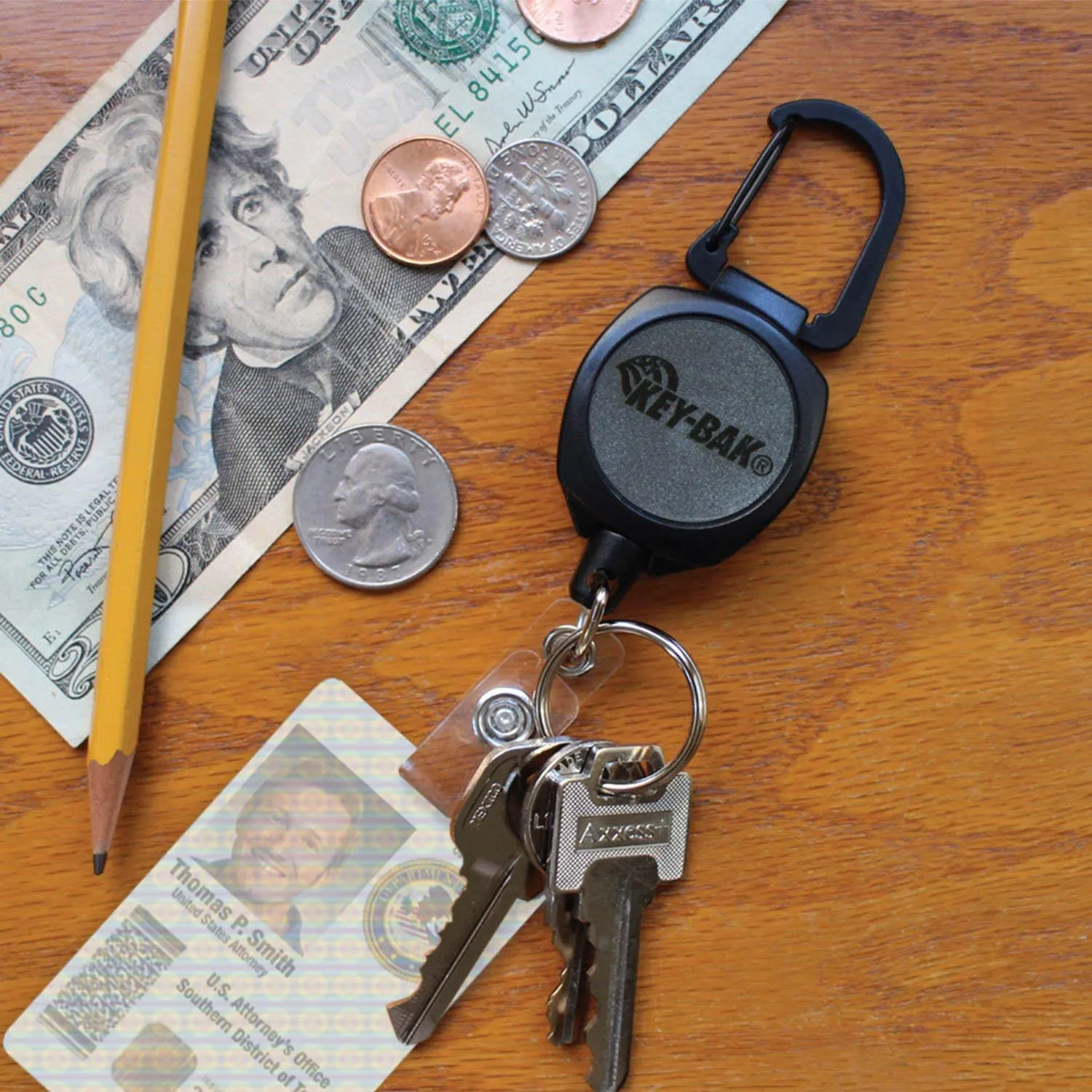 SIDEKICK Twist-Free Carabiner Retractable Keychain and Badge Reel That Holds Up to 5 Keys and ID Badge