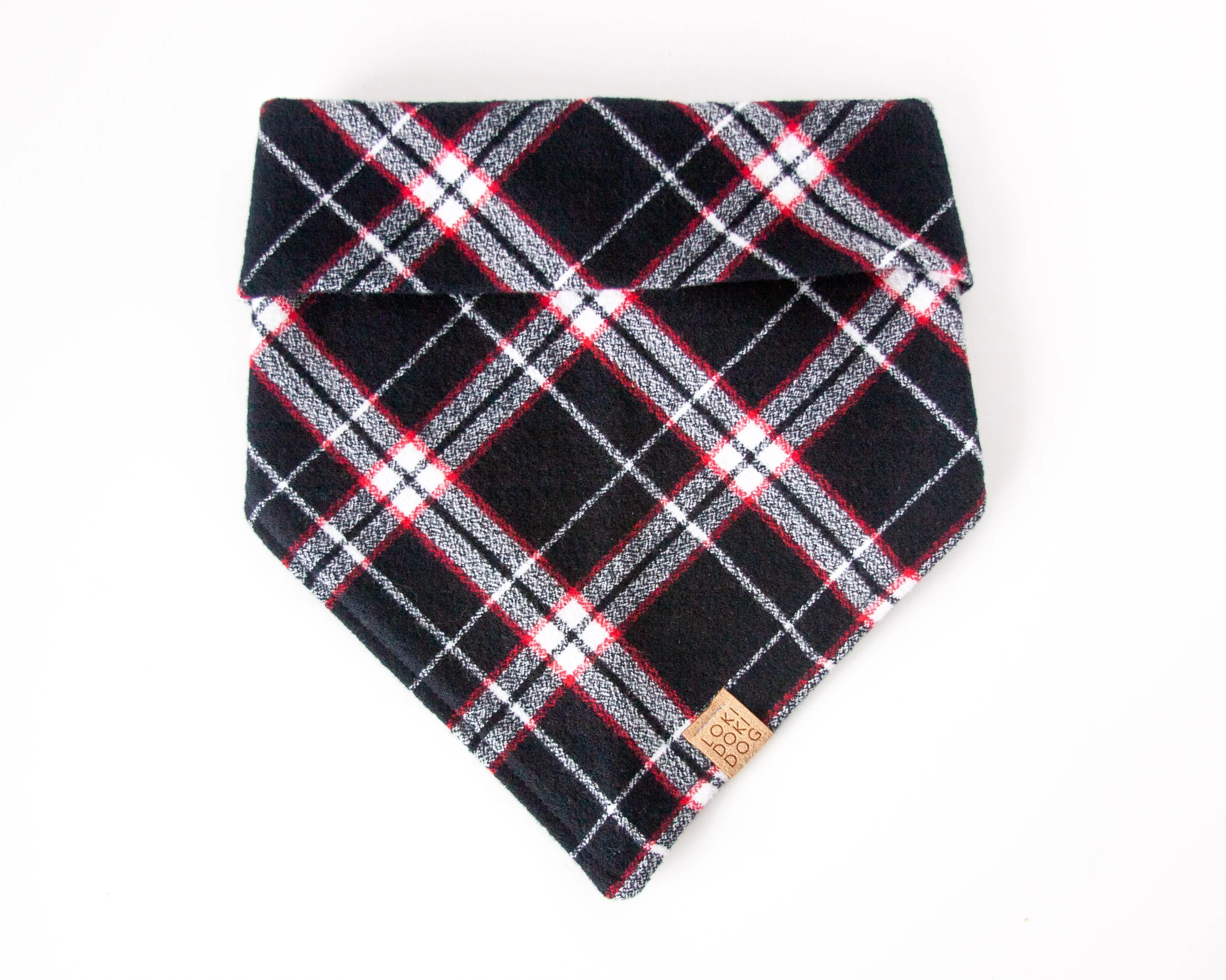 Silent Night Plaid Flannel Dog Bandana (Personalization Available)