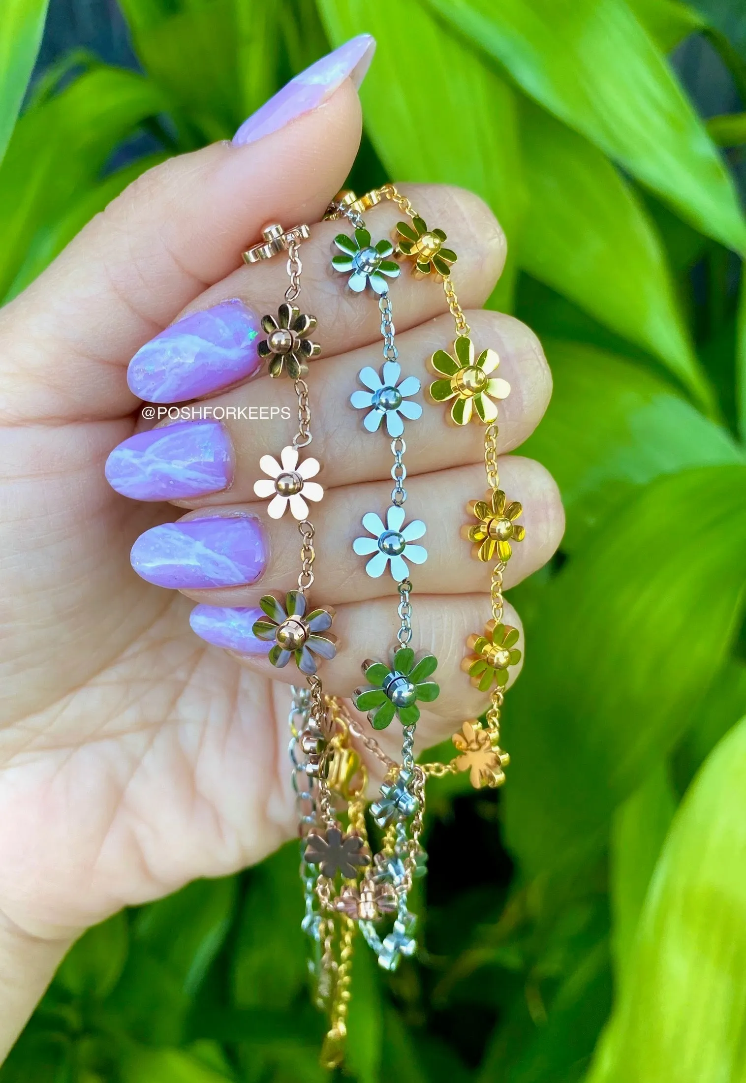 SILVER DAISY FLOWER ANKLET