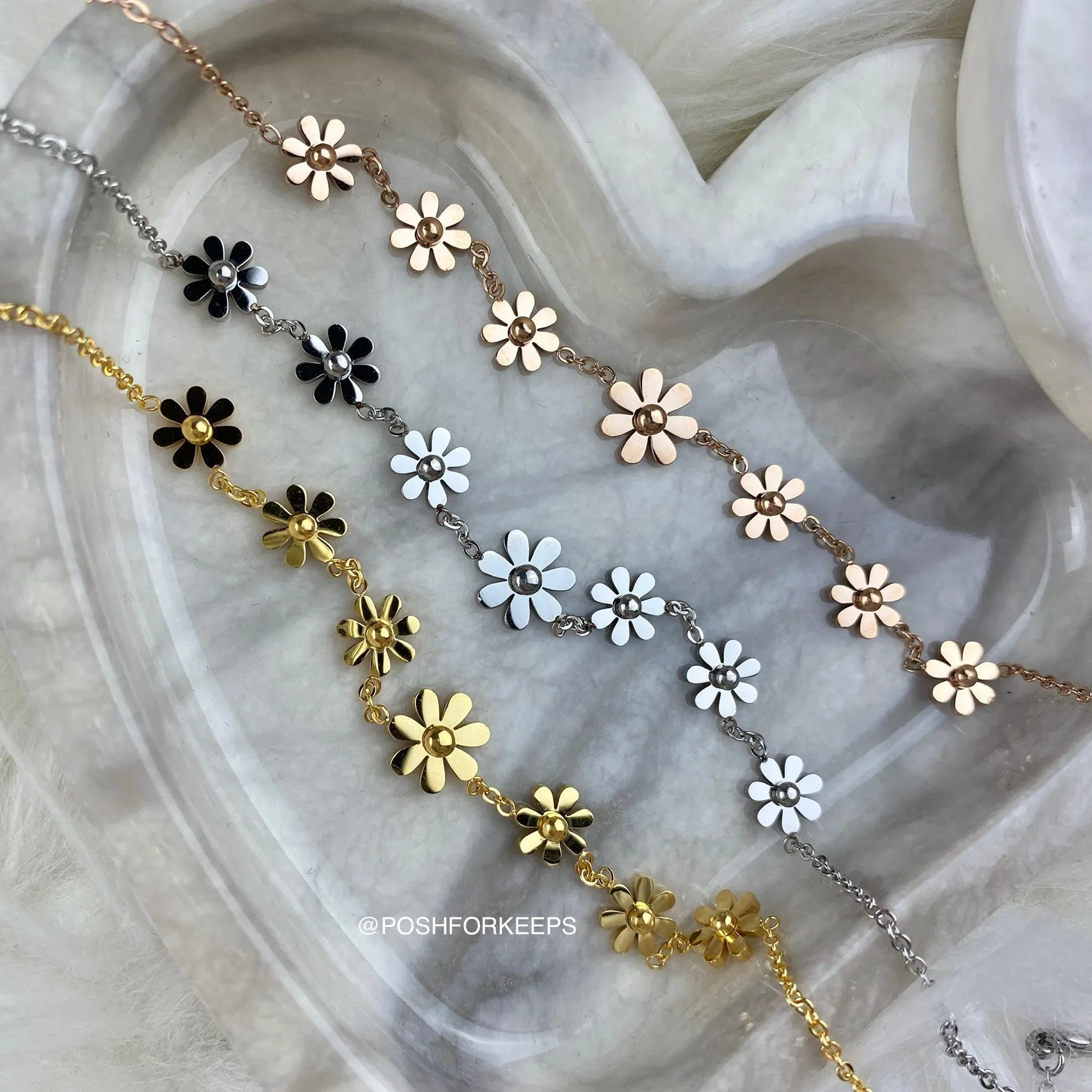 SILVER DAISY FLOWER ANKLET