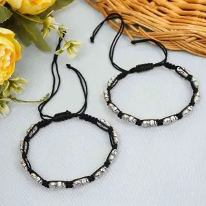 Silver Elephant Black Thread Anklets