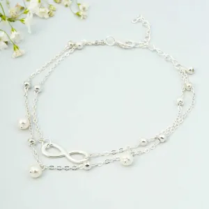 Silver Infinity Gisa Layered Anklet