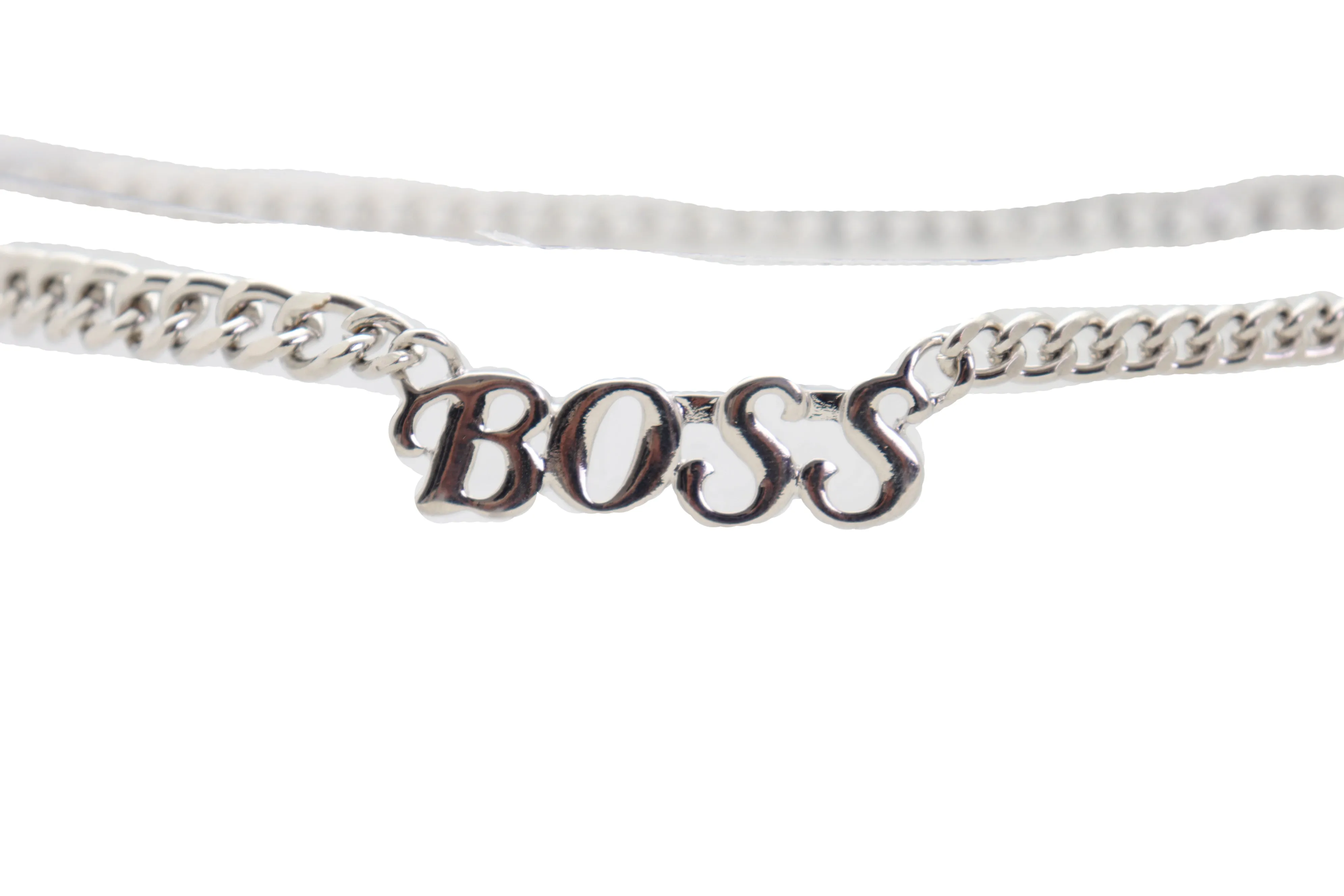 Silver Metal Chain Links Urban Fashion Hip Waist Belt BOSS Charm