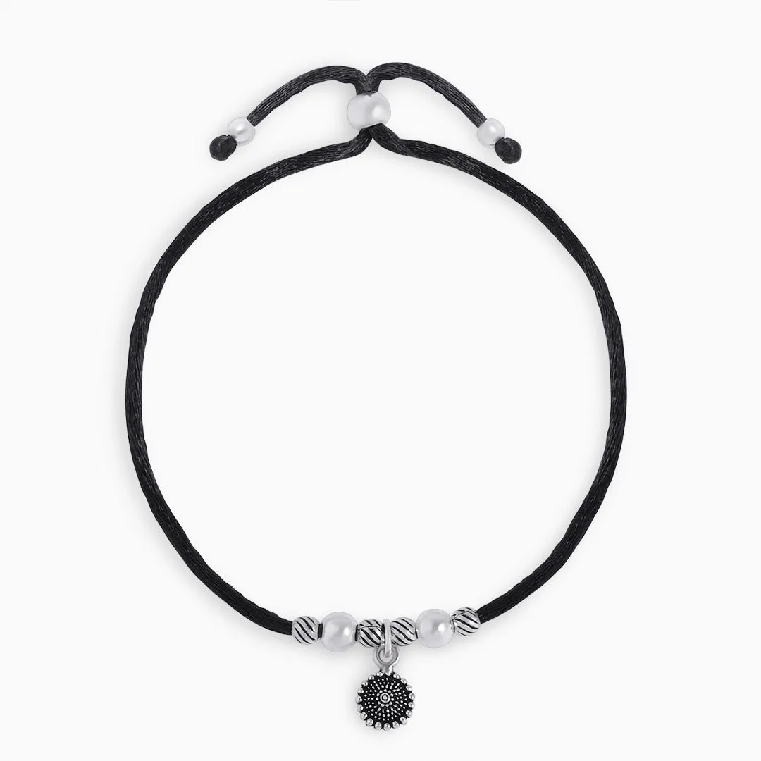Silver Spectrum In Oxidized Silver Anklet For Women