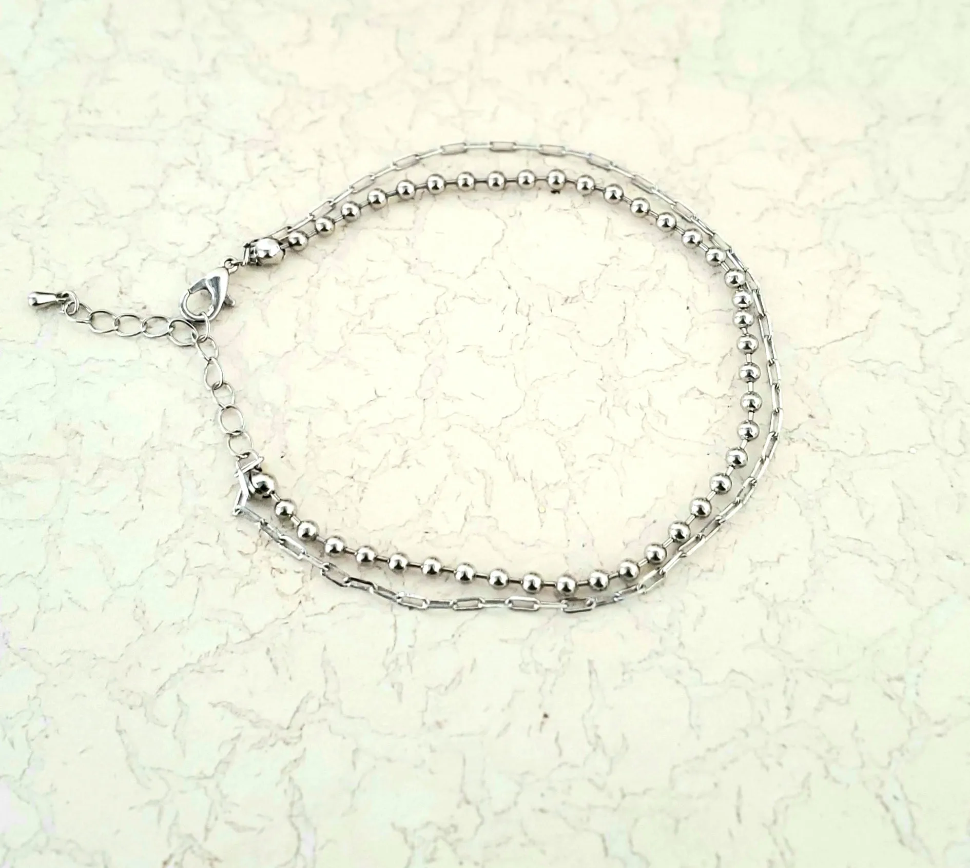 Silvertone Balled Anklet