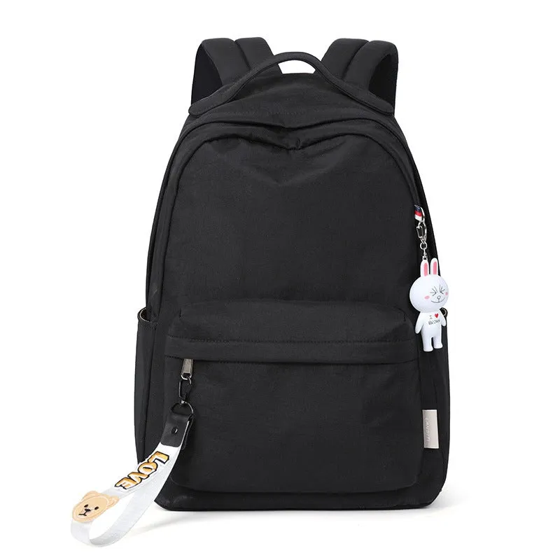 Simple Black Backpack Girls Kids Daypack Students Basic Bookbags