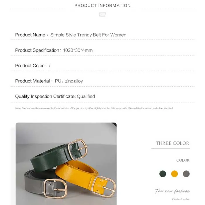 Simple fashion ladies belt (mixed color)