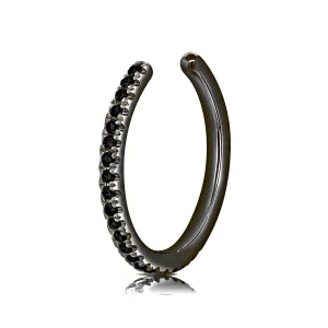 Single Row Black Diamond Pave & 14K Gold Ear Cuff