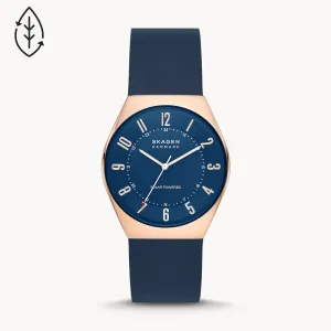 SKAGEN GRENEN SOLAR-POWERED OCEAN BLUE LEATHER WATCH