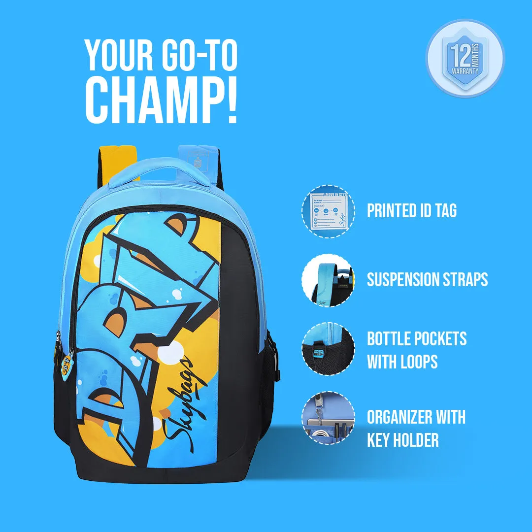 Skybags Squad Pro 04  School Backpack Sky Blue