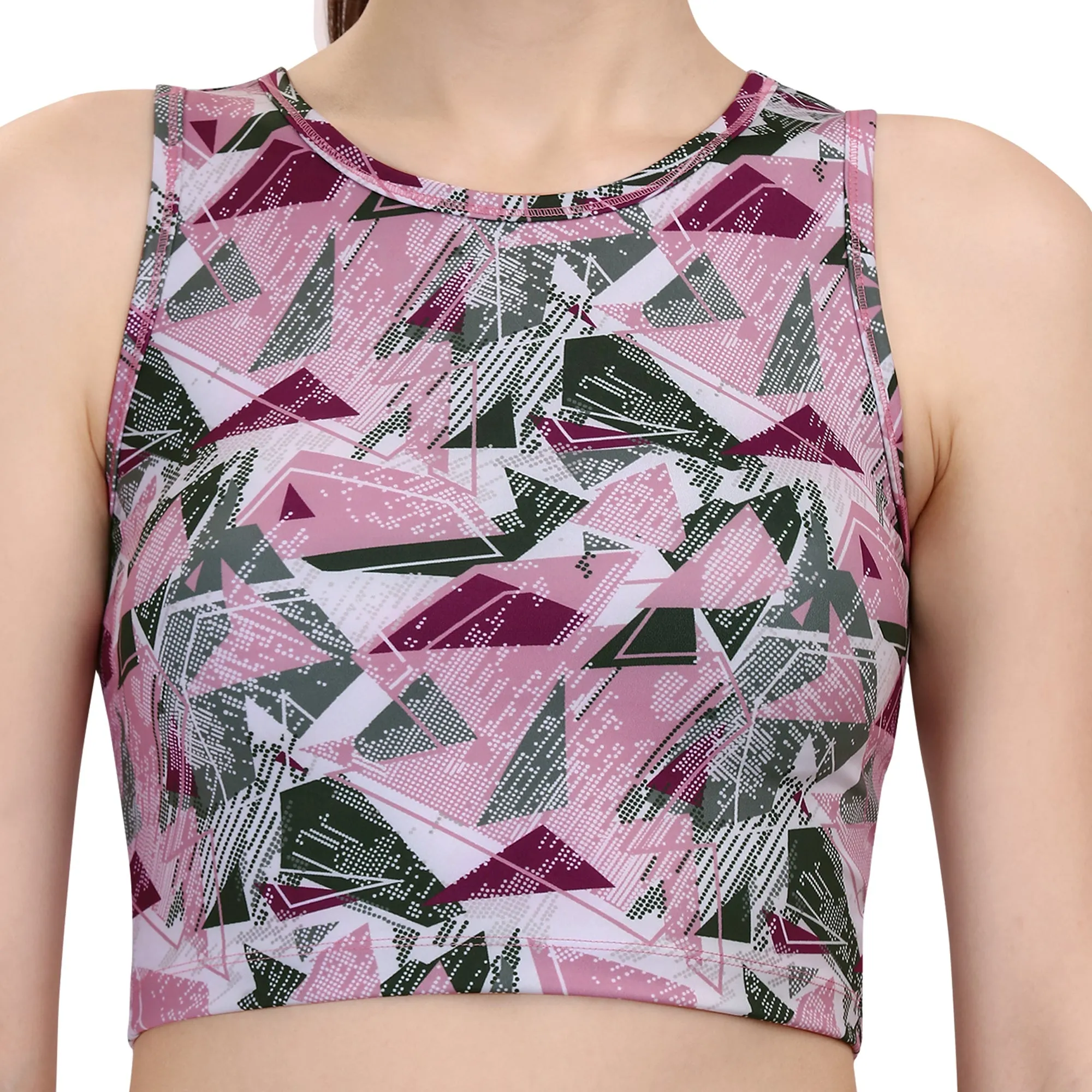 Sleeveless Activewear Printed Sports Crop Top
