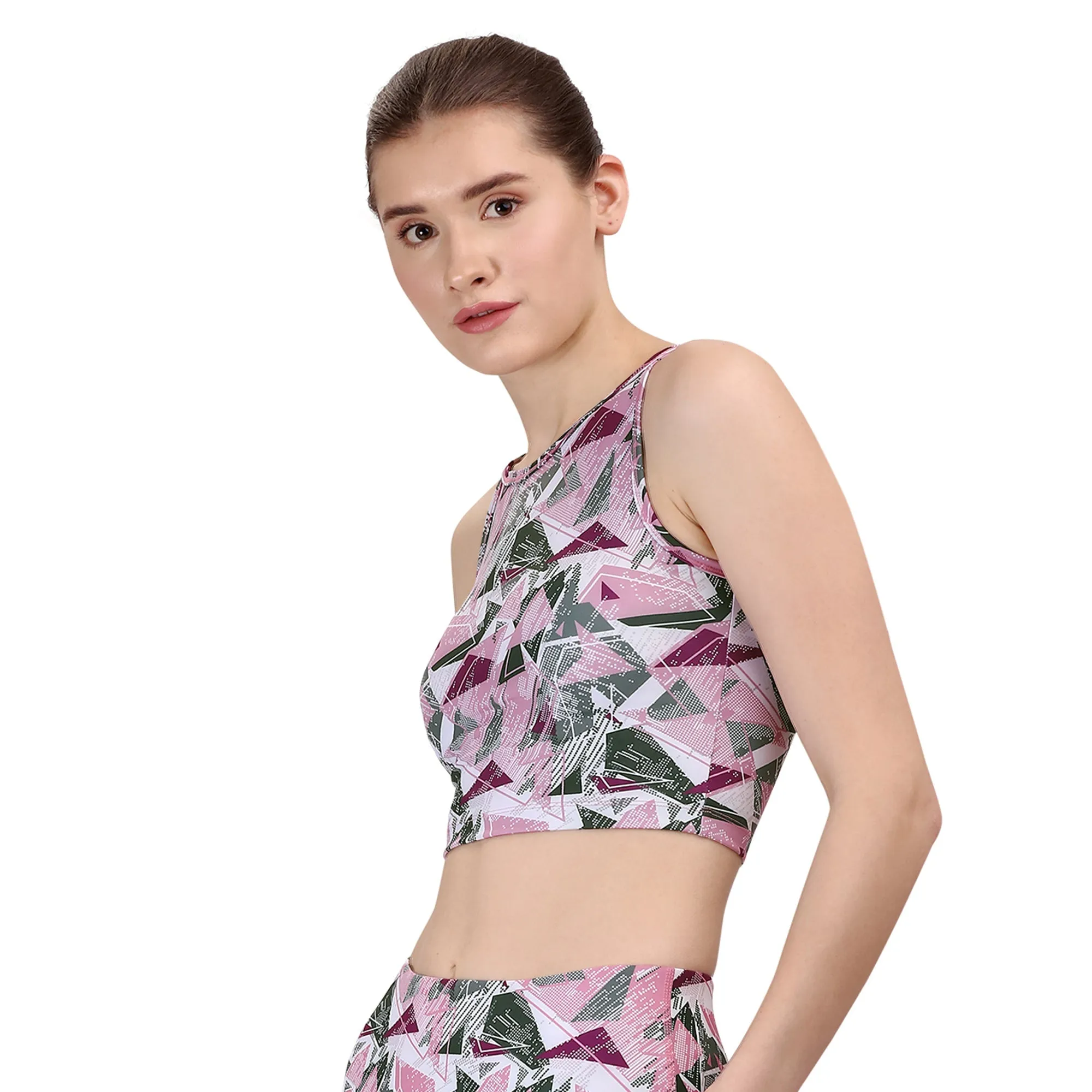 Sleeveless Activewear Printed Sports Crop Top