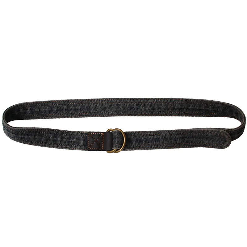 Slim Mens Double Loops Denim Belt Denim Blue Belts Vintage Denim Belt For Men Women