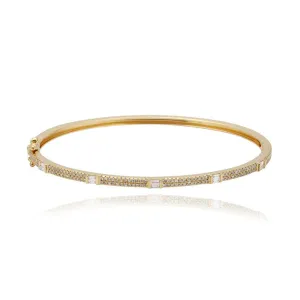 Slim Pave and Baguettes Bangle
