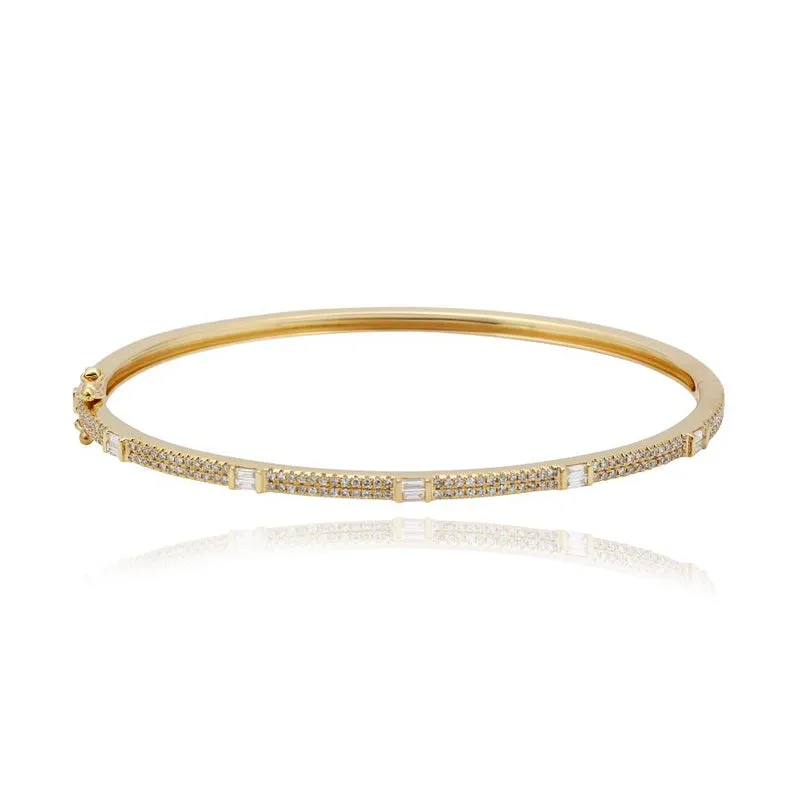 Slim Pave and Baguettes Bangle