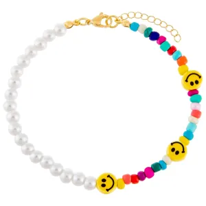 Smiley Face X Pearl Anklet