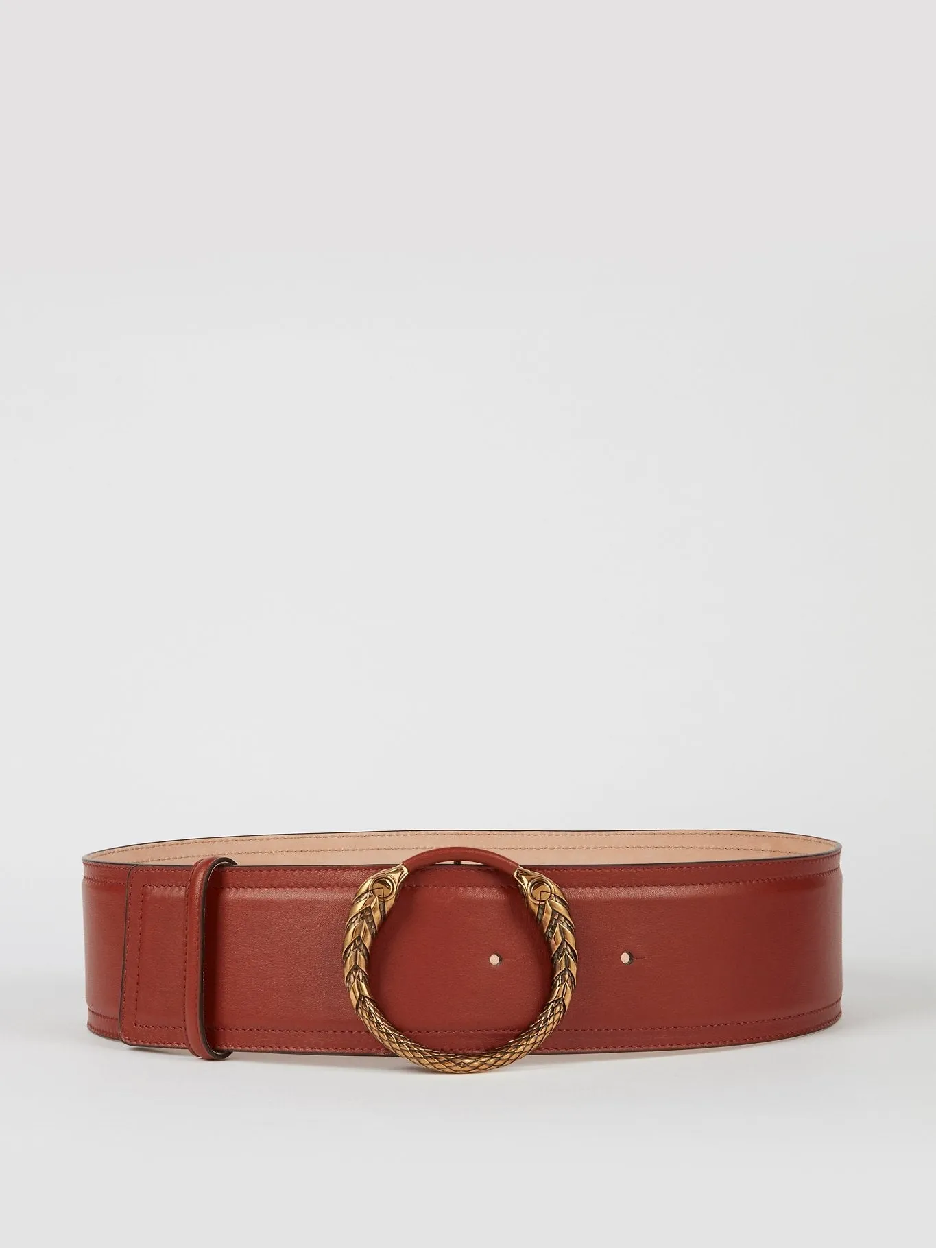 Snake Buckle Brown Leather Belt