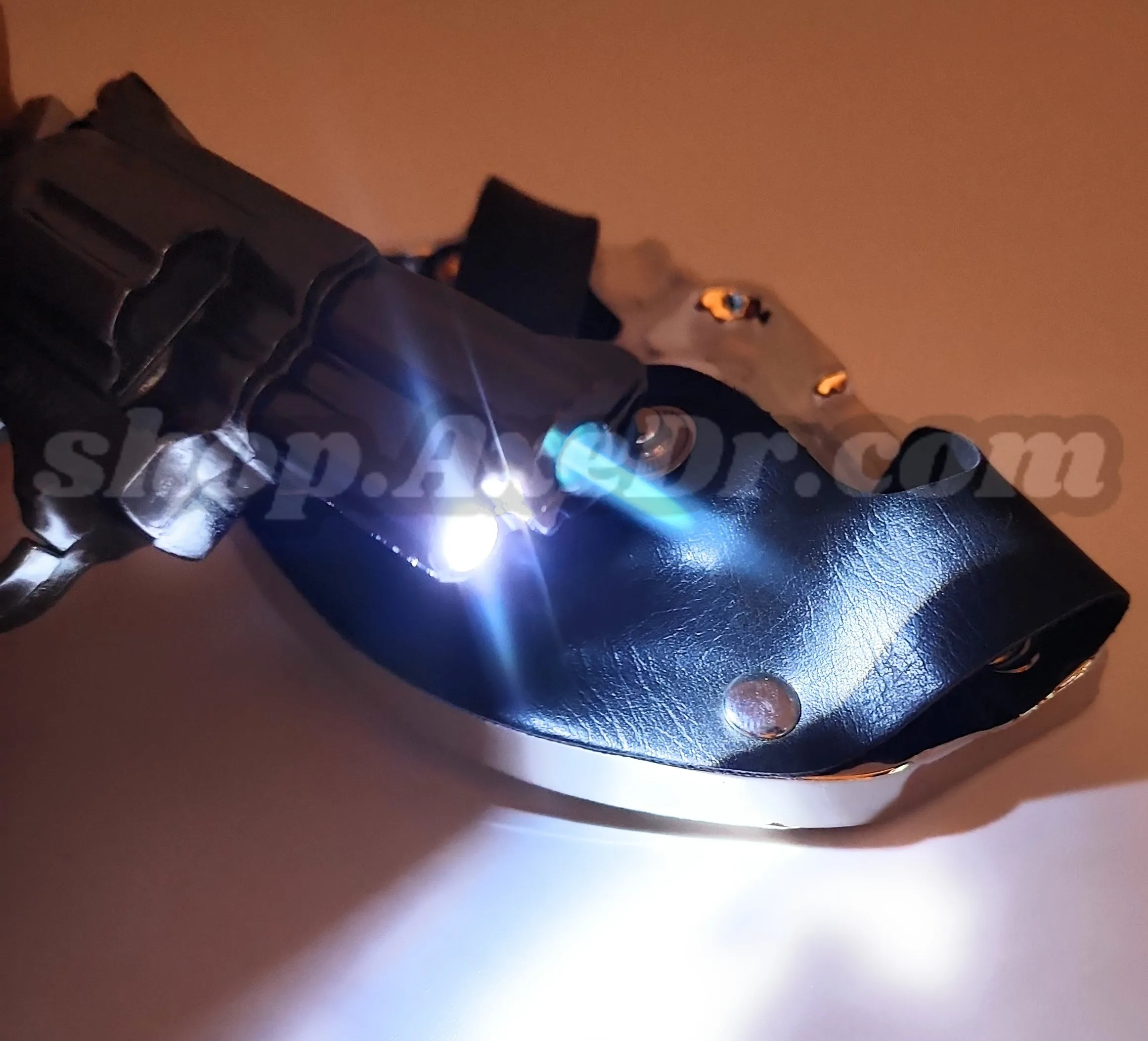 Snub Nose Revolver Pistol Jet Lighter and Flashlight Belt Buckle
