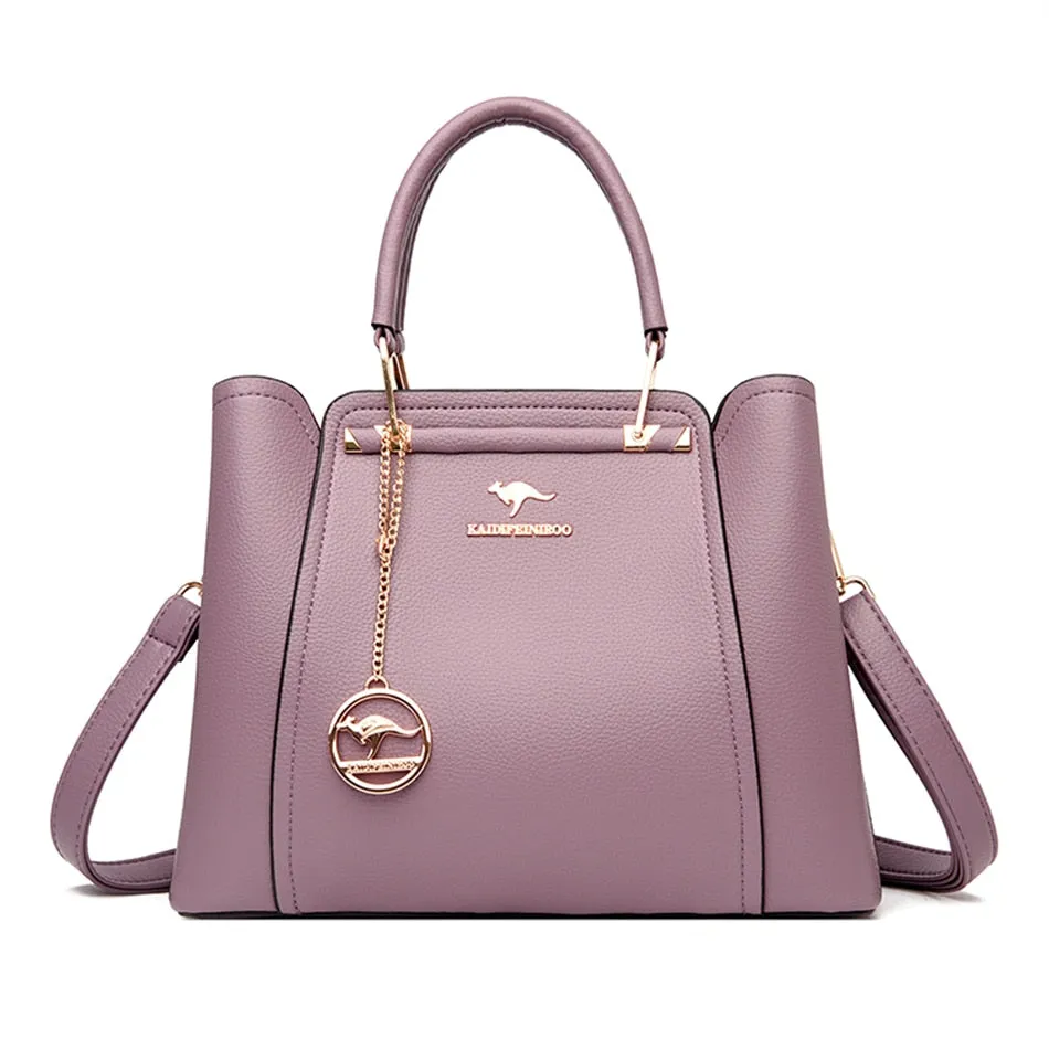 Soft Leather 3 Layer Large Capacity Tote