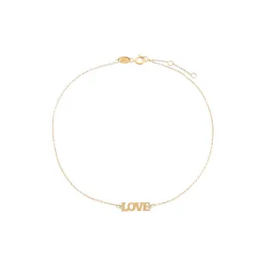 Solid Love Nameplate Anklet 14K