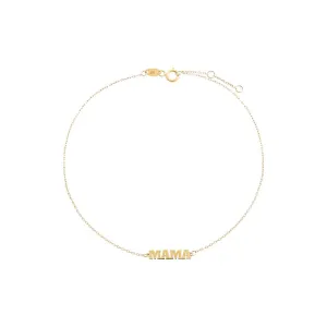 Solid Mama Nameplate Anklet 14K