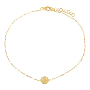 Solid Smiley Face Anklet 14K