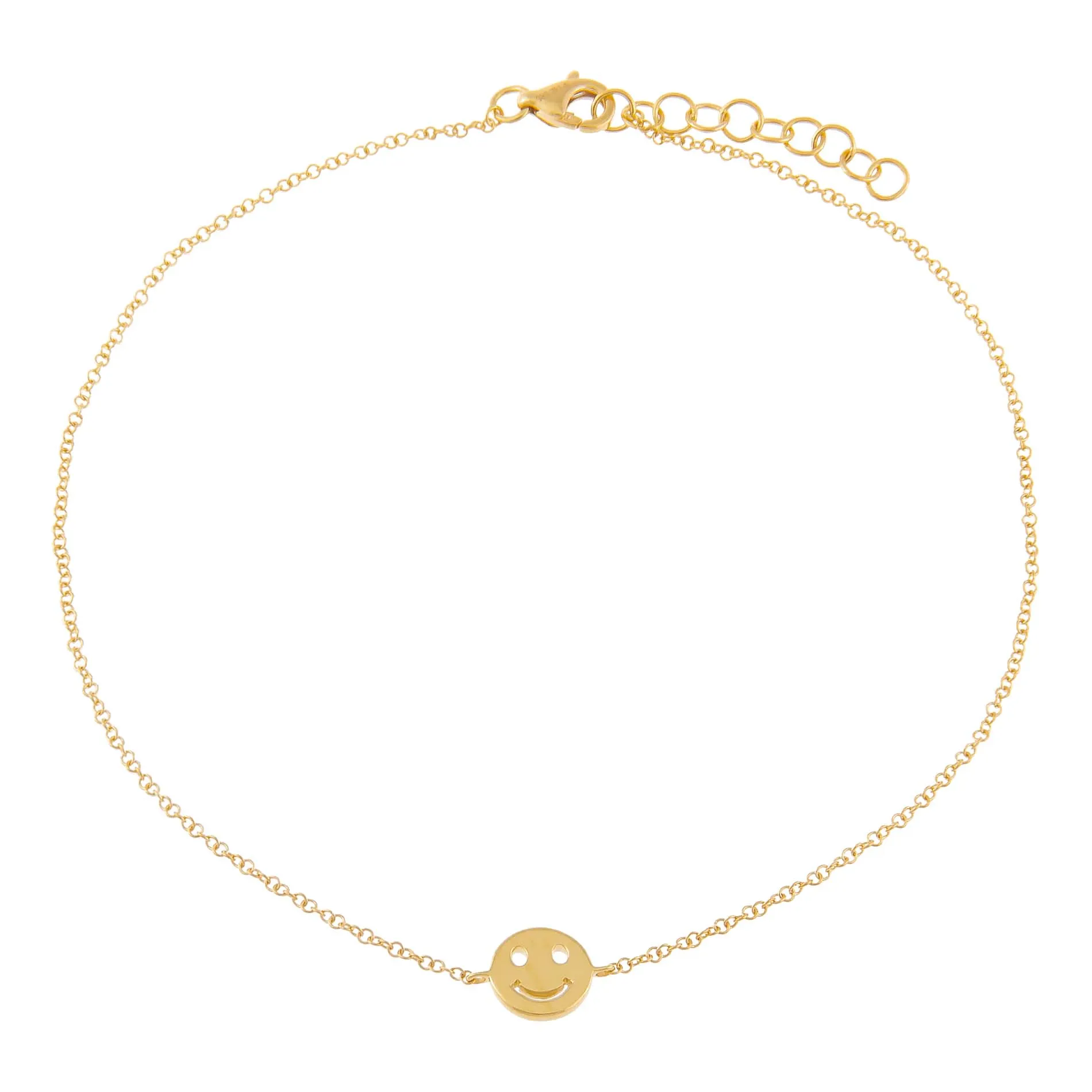 Solid Smiley Face Anklet 14K