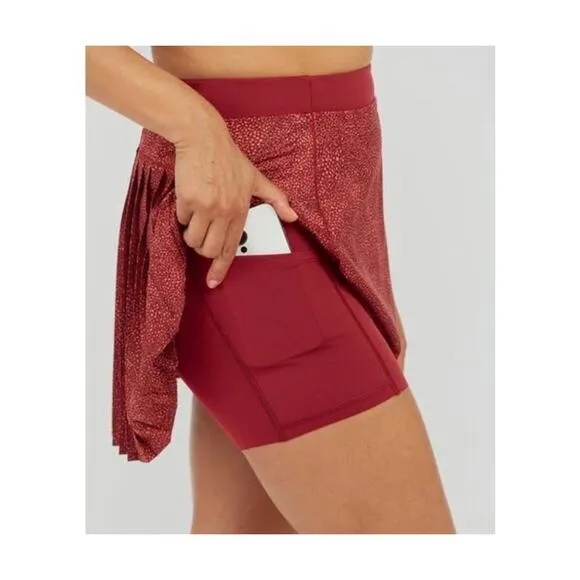SPANX Womens Get Moving Pleated Tennis Pickleball Skort $88 NEW Size Medium Red