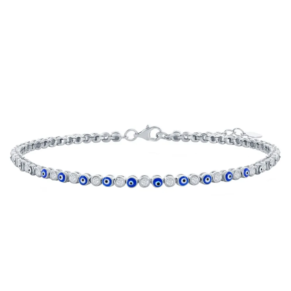Sparkle Evil Eye Tennis Anklet