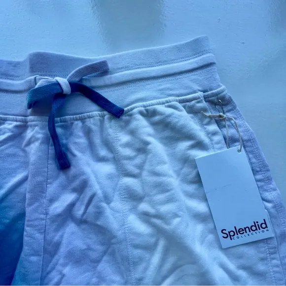 Splendid blue &amp; white tie dye drawstring shorts XS